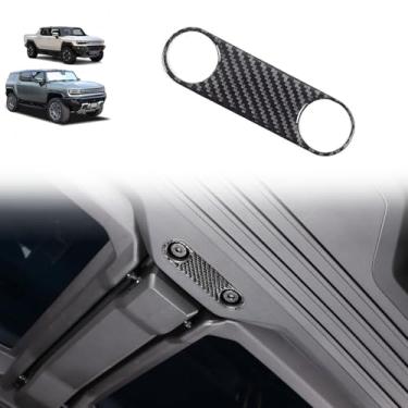 Imagem de Para Hummer EV Acessórios Carro Teto Solar Suporte Superior Bloco Moldura Adesivo Guarnição Fibra de Carbono para 2024 2025+ Hummer EV Pickup SUV Center Consoles Capa Decalques Protetor (Preto)