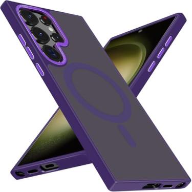 Imagem de Auiaphy Capa para Galaxy S23 Ultra, compatível com Magsafe, proteção de nível militar, capa magnética à prova de choque para Samsung Galaxy S23 Ultra, capa fosca translúcida de ajuste fino para S29