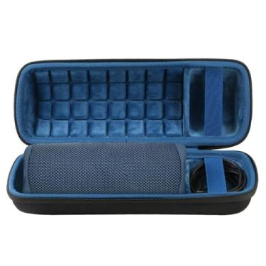 Imagem de co2CREA Capa de viagem rígida de substituição para Flip 7/6 / 5 Alto-falante Bluetooth portátil à prova d'água (capa preta + interior azul)