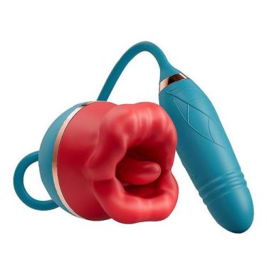 Imagem de Vibrador Clitoris Formato Boca Língua com Bullet Vai e Vem  - Discrett