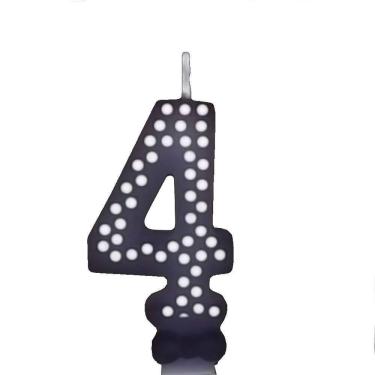 Imagem de Vela De Aniversário Poá Preto - N4