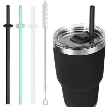 Imagem de Canudos para YETI Rambler Yeti Acessórios reutilizáveis de substituição de canudos de silicone para copo Yeti 30/567.0 g Tampa Magslider grau alimentício e livre de BPA, pacote com 3 com escova de