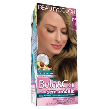 Imagem de Kit Tintura Creme Bela&Cor 7.0 Louro Médio sem Amônia