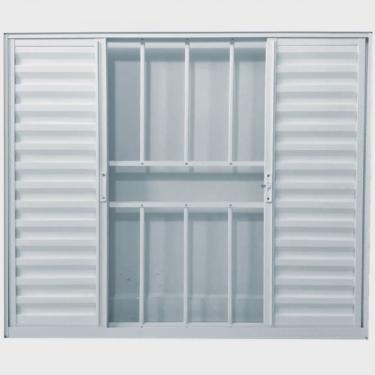 Imagem de Janela de Alumínio Veneziana 100x150cm 4 Folhas com Grade sem Vidro Soft Plus mgm