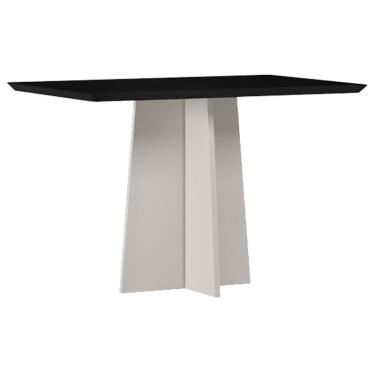 Imagem de Mesa de Jantar Anitta 120x80 cm com Vidro Off White Preto – New Ceval