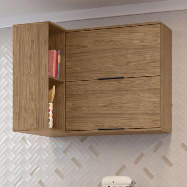 Imagem de Armário Aéreo de Canto 2 Portas Basculante 2 Nichos Toscana Espresso Móveis