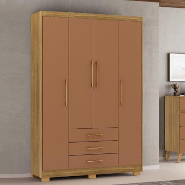 Imagem de Guarda-Roupa Espanha 4 Portas 3 Gavetas Nature/Camarim - Vila Rica