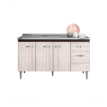 Imagem de Balcão Gabinete Para Pia Gabriela Sem Tampo 150cm 4 Portas 1 Gaveta Marrom