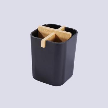 Imagem de Suportes de escova de dentes para banheiro com tampa, suporte de escova de dentes elétrico para bancada de banheiro, copo de escova de dentes fácil de limpar conjunto de suporte de pasta de dentes