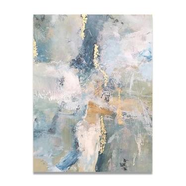 Imagem de Tela abstrata verde e branca pintura de parede impressão em tela pôster imagem colorida moderna arte abstrata decoração de parede corredor escadas decorações de quarto 110 x 80 cm