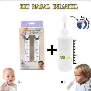 Imagem de Kit Lavagem Nasal Infantil Seringa c/2un + Dispositivo 125ml - Ecommer