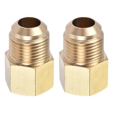 Imagem de YOKIVE 2 peças de encaixe de tubo, conectores adaptadores de tubo de latão, ótimo para aplicações hidráulicas (1/2 SAE Flare macho - 3/8 SAE fêmea)