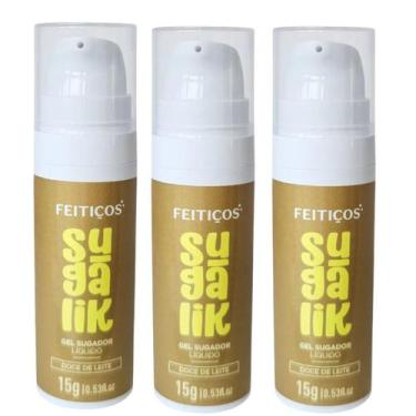 Imagem de 3 Sugalik Gel Sugador Doce de Leite 15g  Vibra com sabor - Feitiços