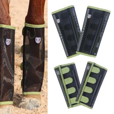 Imagem de Harrison Howard Leggings soltas com mosca de cavalo respirável, resistente a rasgos de malha fina para pernas que permanecem confortáveis (conjunto de 4) Pônei verde-oliva claro