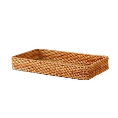 Imagem de Cesta de armazenamento tecida à mão bandeja de armazenamento de vime cesta de vime para exibição de pão e frutas