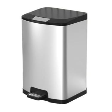 Imagem de Lixeira Lixeira de aço inoxidável com tampa, lixeira de cozinha com fechamento suave com pedal, alça e balde interno removível, 7/10/13/18 litros Lixeira(Branco,13L)