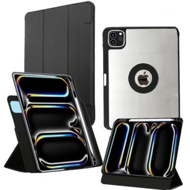 Imagem de AuroiCCY Capa para iPad Pro de 11 polegadas M4 (2024), iPad Pro 11 com suporte para lápis, capa magnética removível, capa traseira transparente de couro PU [suporta carregamento Apple Pencil ] para