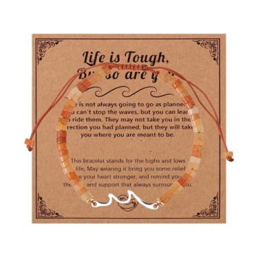 Imagem de Mikovivi Receba bons presentes para mulheres, pulseiras inspiradoras de ondas naturais de pedras naturais presentes de encorajamento Life Is Tough But You Are You Recovering Jewelry for Friends