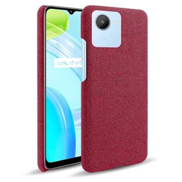 Imagem de Capa para OPPO Realme C30 4G,Capa desenhada em lona,Case Protetora Ultrafina com Empunhadura Macia,Design em Tecido Antichoque e Antiarranhões-Red
