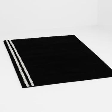 Imagem de Tapete Sala Quarto Grande 2x3 Antiderrapante Cor Preto Neutra Com Detalhes em Listras