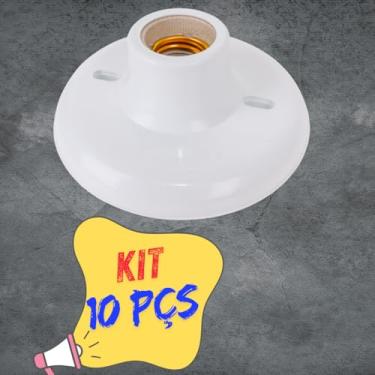 Imagem de Plafon Plafonier Soquete Kit para Lâmpada E27 Led 100W 127/220v com Tampinha e Parafusos (10)