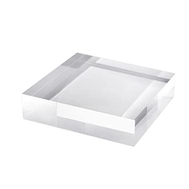 Imagem de CiaoHER Bloco de exibição de cubo de acrílico de 5 cm de espessura, suporte de pedestal polido transparente base sólida 5 x 23 x 23 cm, 1 pacote