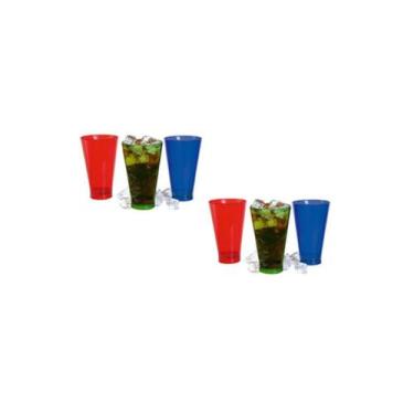 Imagem de Kit 6 Copos Plásticos Long Drink 400ml Cores Sortidas - Genérico