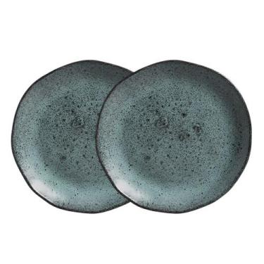 Imagem de Jogo 2 Prato Raso de Cerâmica Orgânico Azul Petroleum Porto Brasil Sto