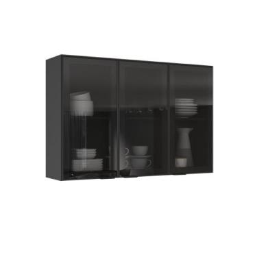 Imagem de Armário 120cm 3 Portas de Vidro Mdf Dobradiças Slow Motion Lumina - It