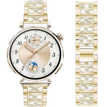 Imagem de DEALELE Pulseiras de substituição compatíveis com Huawei Watch GT5 Pro de 42 mm/GT5 41 mm/GT4 de 41 mm/Fossil Gen 6/Gen 5E 42 mm/Garmin Venu 3S, pulseira de substituição de metal com strass brilhante