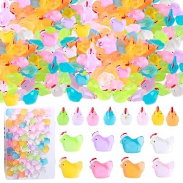 Imagem de YIISIIY Miniatura de animais de resina, estatuetas de jardim, cores sortidas para decoração de estátuas domésticas ao ar livre, micro paisagismo (brilho de galinha)