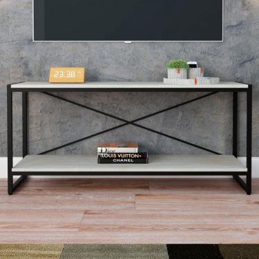 Imagem de Rack para TV Até 50 Polegadas Leader 1 Prateleira Snow/Preto - Pnr Móveis