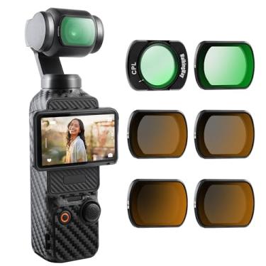 Imagem de Walking Way Conjunto de filtros UV CPL ND compatível com DJI OSMO Pocket 3 Creator Combo Kit de acessórios magnéticos, pacote com 6, CPL UV ND16 ND32 ND64 ND256, filtros polarizadores de densidade