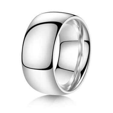 Imagem de YOESDIE Aliança de casamento de titânio prata 2 mm, 4 mm, 6 mm, 8 mm, 10 mm, para homens e mulheres | Aliança de casamento simples, altamente polida, ajuste confortável, tamanho 5-13, 13, Titânio, Sem