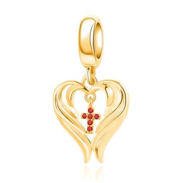 Imagem de QeenseKc Pingente de asa de anjo com pingente de pedra do mês de julho compatível com pulseira Pandora presente feminino