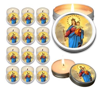 Imagem de 10 Velas Aromaticas Lembrancinhas Nossa Senhora Auxiliadora na Latinha