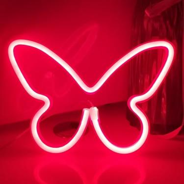 Imagem de JYWJ Letreiro De Neon Em Formato Borboleta Jywj, Luz Alimentada Por Usb Ou 3 Pilhas Aa, Decoração Mesa Led, Parede Quarto, Presente Aniversário, Artigos Casamento, Corporativo (Vermelho)