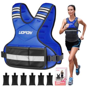 Imagem de Colete feminino com peso ajustável de 2,7 a 5,4 kg, com 6 pesos de ferro, o melhor colete ponderado com bolsos e tiras refletivas para corrida, caminhada, treino e treinamento de força