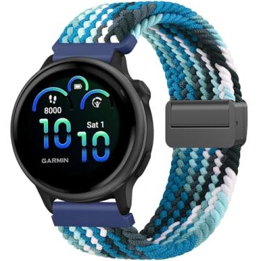 Imagem de Meliya Pulseira de nylon trançado para Garmin Vivoactive 6/Vivoactive 5/Vivoactive 3, pulseira de substituição elástica de 20 mm para Venu/Venu Sq, Forerunner 55/158/165/245/645, Galaxy Watch 7/6/5/4