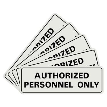 Imagem de Placa de parede ou porta padrão AUTORIZADA SOMENTE PESSOAL - Sinalização de conformidade - Controle de acesso seguro - fácil instalação - Cinza claro - Grande (pacote com 5)