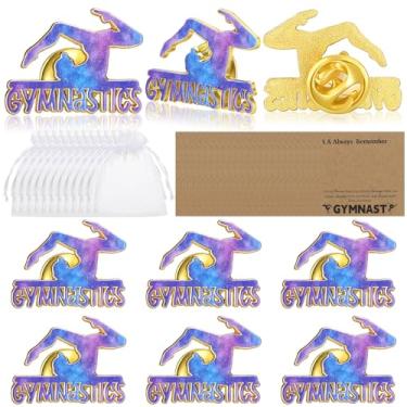 Imagem de Hoteam 24 conjuntos de broches de ginástica, lembrancinhas de festa, incluindo alfinetes de lapela de ginástica, cartões, bolsa de organza, botão de ginasta, aniversário para amantes de equipes