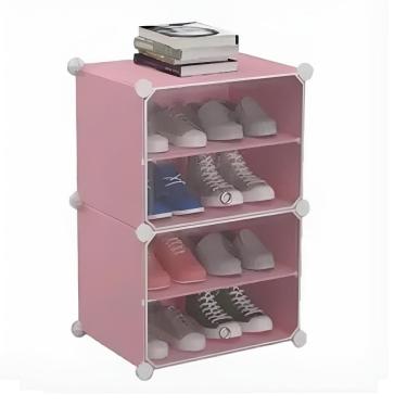 Imagem de Armario Organizador De Roupas Brinquedos Multiuso Sapateira 4 Prateleiras Rosa Portatil Resistente Meninas