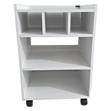 Imagem de Carrinho Podologia 5 Nichos Rodinhas Mdf Dupla Face Branco