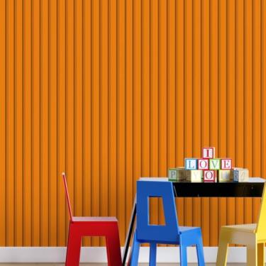 Imagem de Papel de Parede Adesivo Impermeável Ripas de Madeira Ripado Laranja Rolo De 15M Prova Dagua