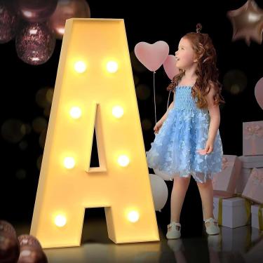 Imagem de Decoração De Casamento 4ft / 3.3ft / 2.29ft Marquee Light Up Letters Large Marquee Letters Led Letter Lights Sign A - Z 0-1 Para Festa De Aniversário Festa De Noivado Decoração De Bar De Ca