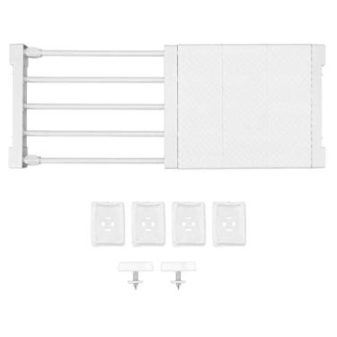 Imagem de Qanyegn 24cm de tensão de largura, rack de armazenamento de divisor de armário ajustável, organizador de prateleira de armário expansível para guarda -roupa do gabinete (Kagynnmbf-12)