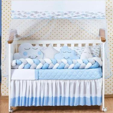 Imagem de Kit Berço Trançado Chuva Amor Nuvem ul Menino 12P Estrela - L2m