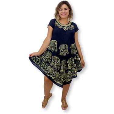 Imagem de Vestido Feminino Curto Trapézio Manga Curta Bordado Plus Size 1605 - S