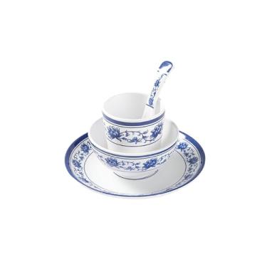 Imagem de Decalque branco comercial com bordas delicadas imitação de porcelana - branco, azul e branco