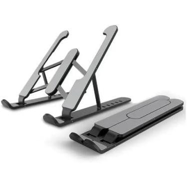 Imagem de Suporte para Notebook Ajustável, 6 Níveis de Altura, Design Ergonômico, Dobrável, Preto